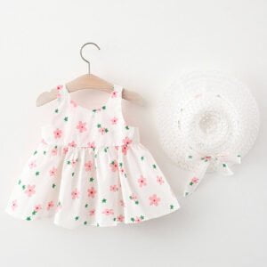 Little girl cotton summer dresses-pink (2)