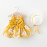 Little girl flower print summer dress-yellow (1)