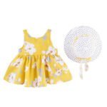 Little girl flower print summer dress-yellow (2)
