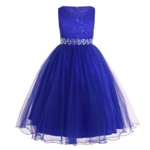 Little girl sequin flower girl dress-blue (1)
