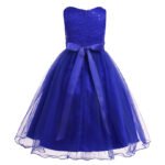 Little girl sequin flower girl dress-blue (2)