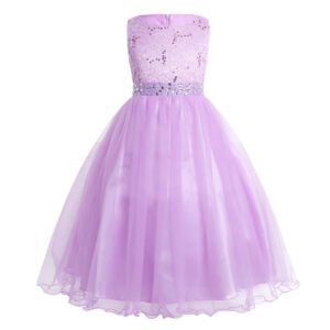 Little girl sequin flower girl dress-purple (2)