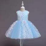 Little girl tulle party dress -blue