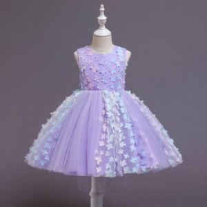 Little girl tulle party dress -purple