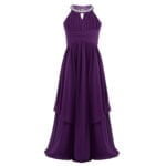 Long chiffon flower girl dresses -purple (2)