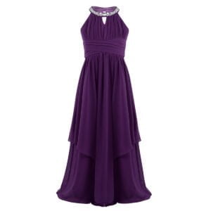 Long chiffon flower girl dresses -purple (2)