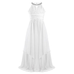 Long chiffon flower girl dresses -white (2)