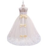 Long flower girl dress for wedding -white-champagne2