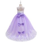 Long flower girl dress for wedding -white-purple2