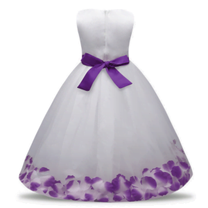 Long flower girl dress with sash-white-purple (1)