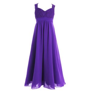 Long lace chiffon flower girl dresses-purple (1)