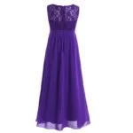 Long lace chiffon flower girl dresses-purple (3)