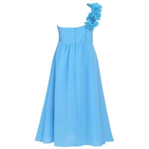 One shoulder flower girl dress-blue (1)