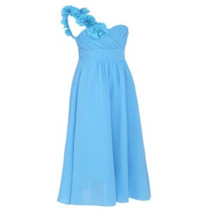 One shoulder flower girl dress-blue (2)