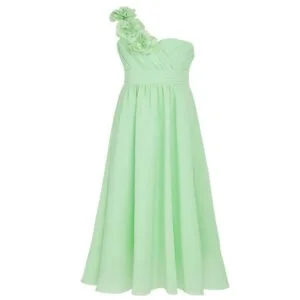 One shoulder flower girl dress-light-green (8)