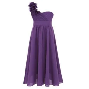 One shoulder flower girl dress-purple (2)