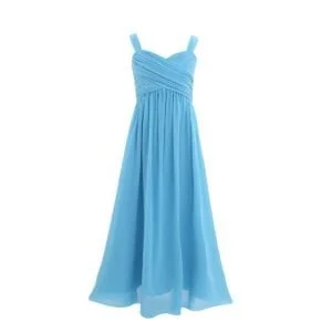 Pleated chiffon flower girl dress -blue 1