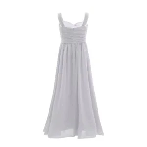 Pleated chiffon flower girl dress -grey (1)