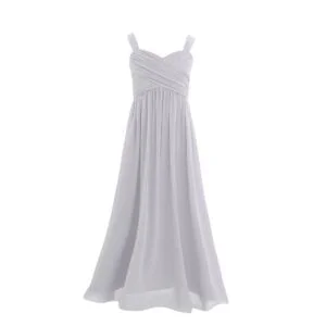 Pleated chiffon flower girl dress -grey (2)