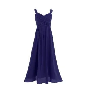 Pleated chiffon flower girl dress -navy-blue