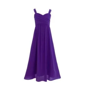 Pleated chiffon flower girl dress -purple (2)