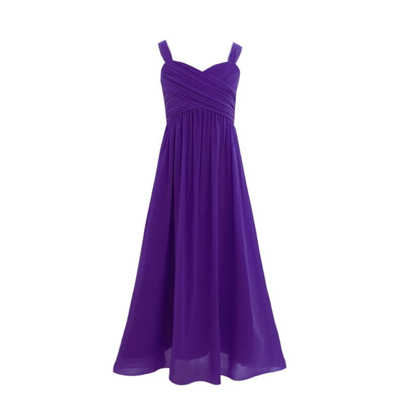 Pleated chiffon flower girl dress -purple (2)