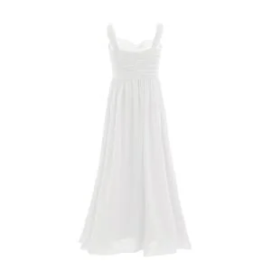 Pleated chiffon flower girl dress -white (1)