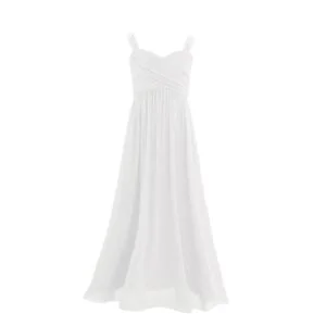 Pleated chiffon flower girl dress -white (2)