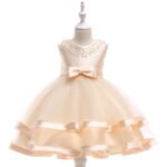 Satin flower girl dress with tulle skirt-champagne (2)