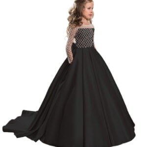 Satin princess flower girl dress-black