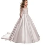 Satin princess flower girl dress-ivory