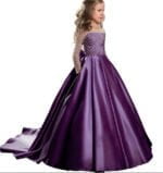 Satin princess flower girl dress-purple