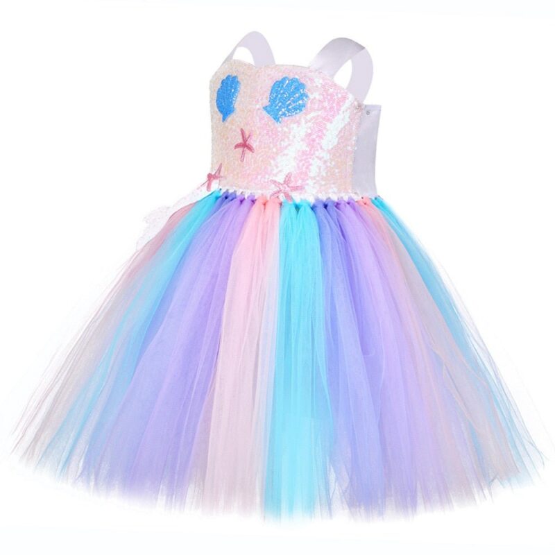 Seashell Sequin Girls Mermaid Birthday Dress and Headband Set (1)