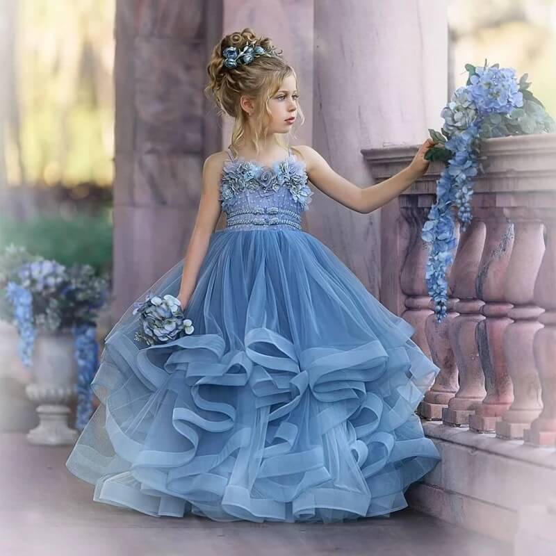 Royal blue and clearance silver flower girl dresses