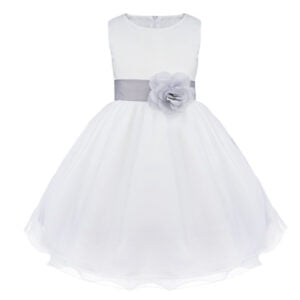 White flower girl dress with tulle-grey (2)