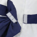 White flower girl dress with tulle-navy-blue (1)