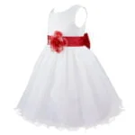White flower girl dress with tulle-red (1)