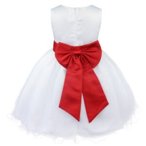 White flower girl dress with tulle-red (2)
