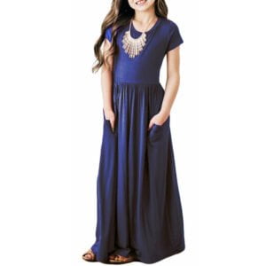little girl summer maxi dress-navy-blue