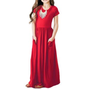 little girl summer maxi dress-red