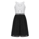 Cute girl party dress-black-white (1)