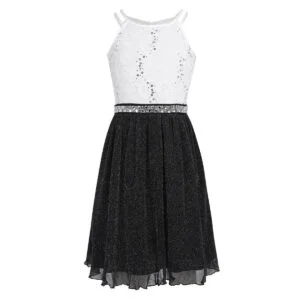 Cute girl party dress-black-white (2)
