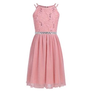 Cute girl party dress-pink (2)