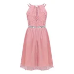 Cute girl party dress-pink (3)