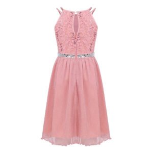 Cute girl party dress-pink (3)