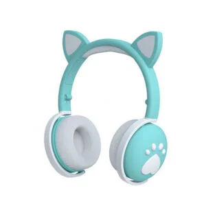 Cute light up cat headphones-green-white1 (1)