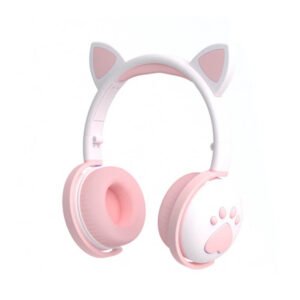 Cute light up cat headphones - white-Pink1 (1)