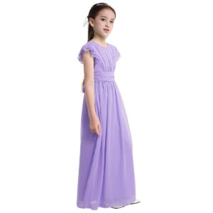 Juniors chiffon ruffle dress-purple (3)