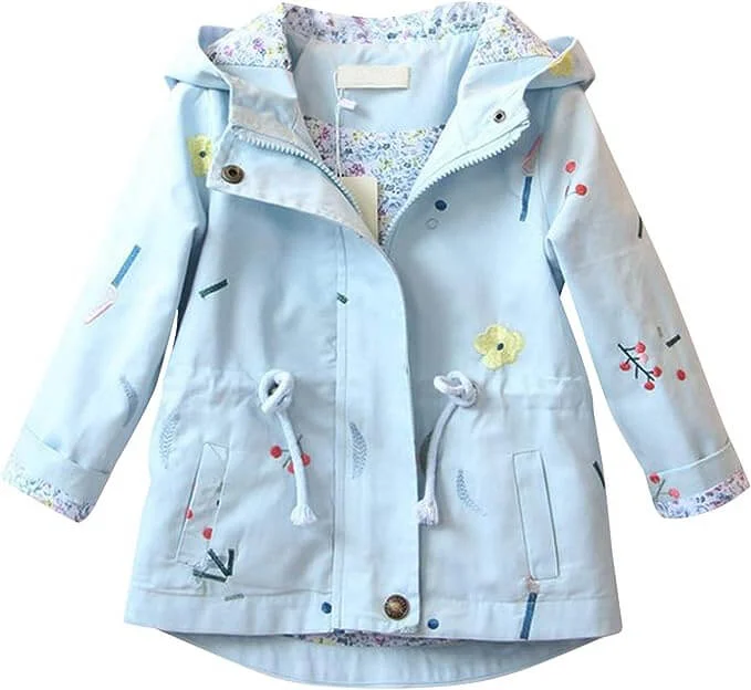 Girls windbreaker jacket with hood - blue 2