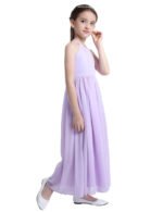 Long chiffon girl dress-lavender (3)